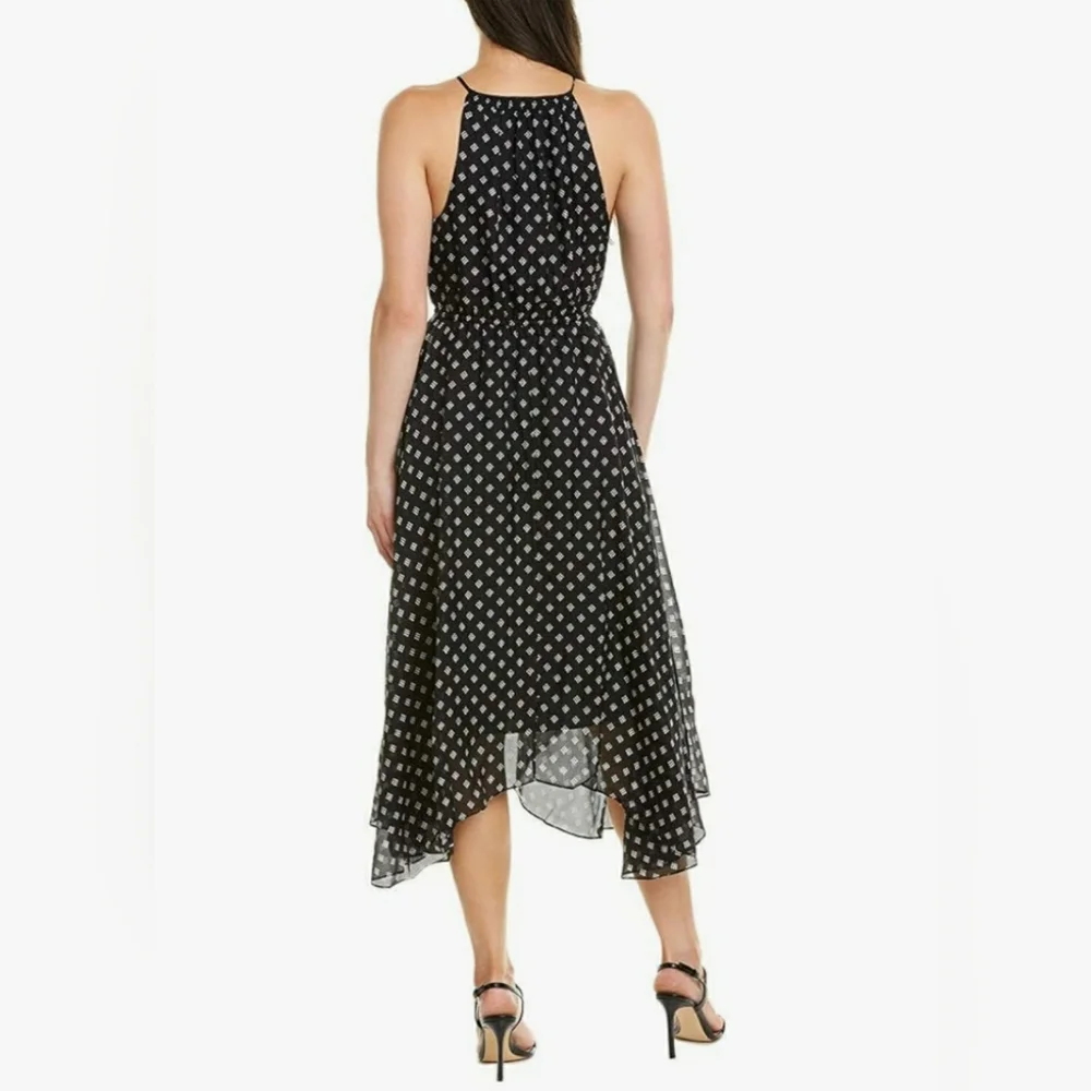Joie Matalina Asymmetrical Silk Midi Dress Size S Fairy Grunge Black - Picture 2 of 14